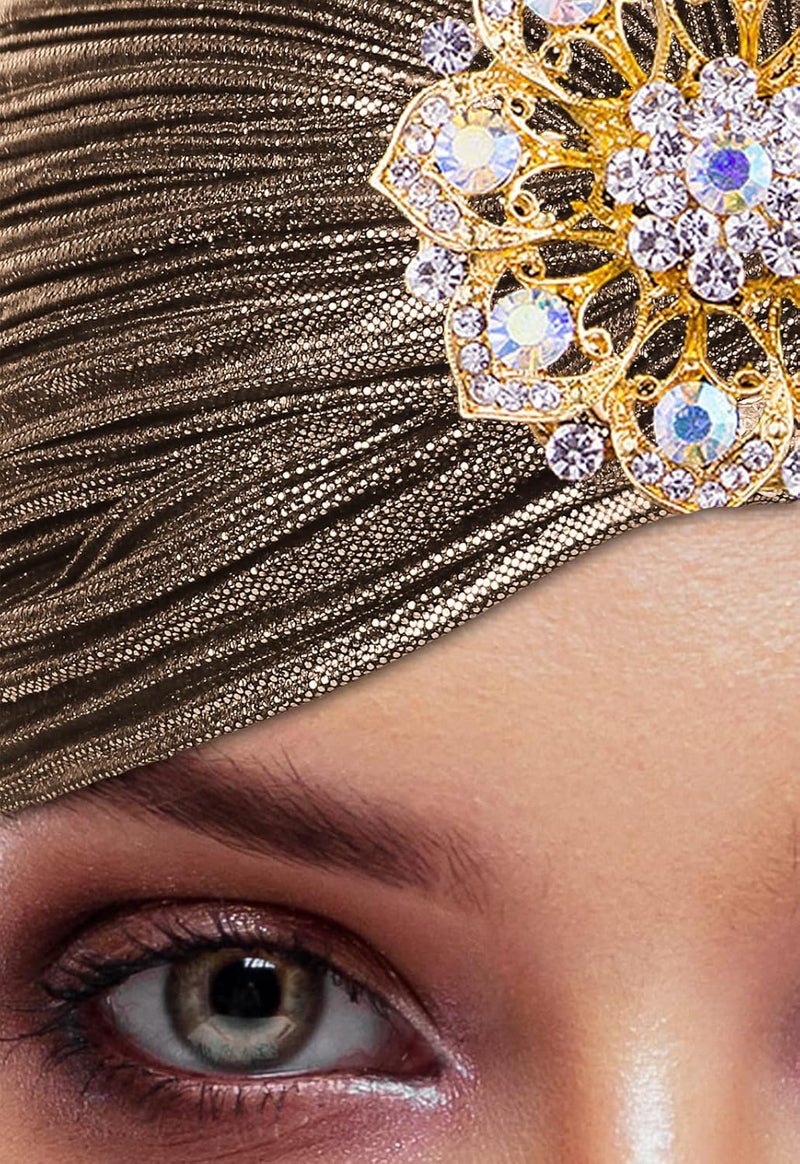 CROWN GUIDE 1920s Gatsby Headpiece Crystal Roaring 20s Costumes Accessories Flapper Cap Exotic Hair Wraps - Image 5